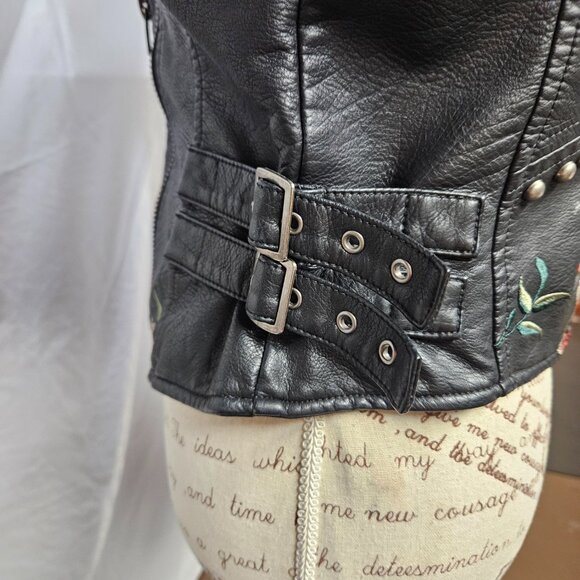 Faux Leather Jacket With Embroidery - Picture 7 of 16